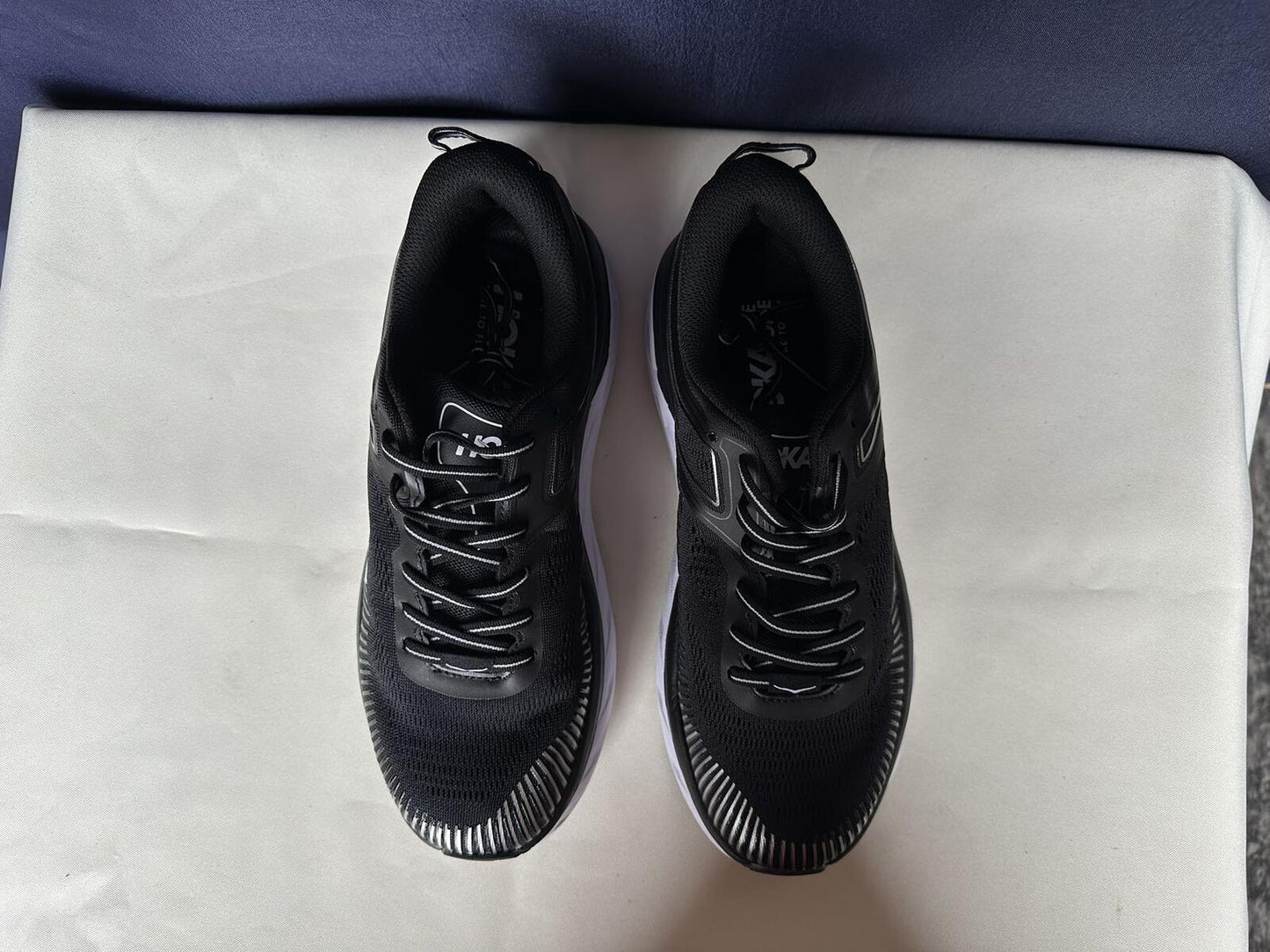 Size 10.5 - Hoka Women Bondi 7 Black White Running Shoes Sneaker