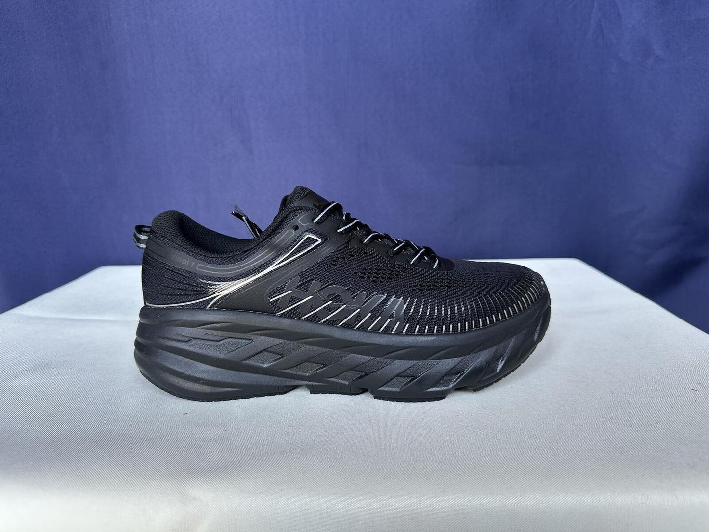 Size 8- Hoka Men Bondi 7 Black Black Running Shoes Sneakers