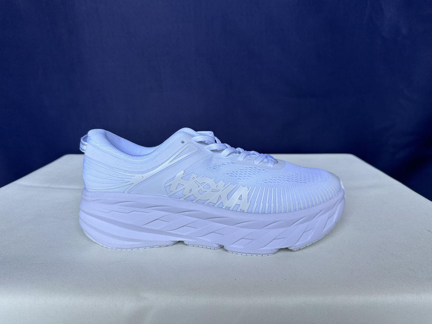 Size 9- Hoka Women Bondi 7 White White Trainer Sneakers Shoes