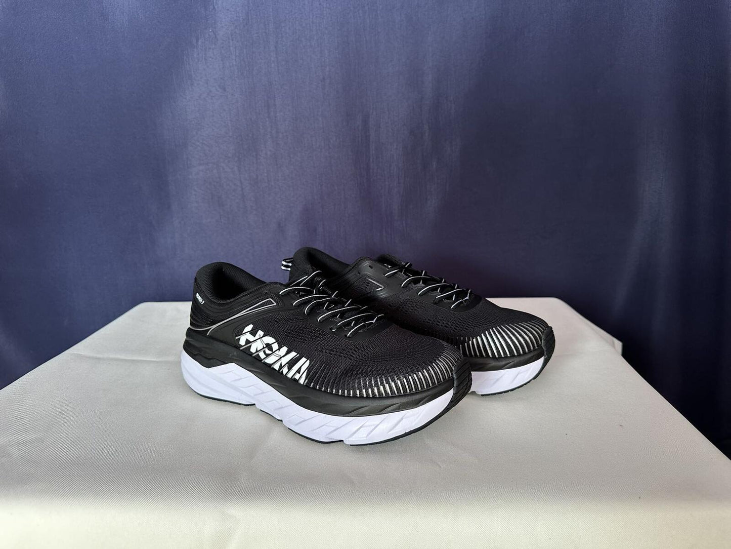 Size 10.5 - Hoka Women Bondi 7 Black White Running Shoes Sneaker