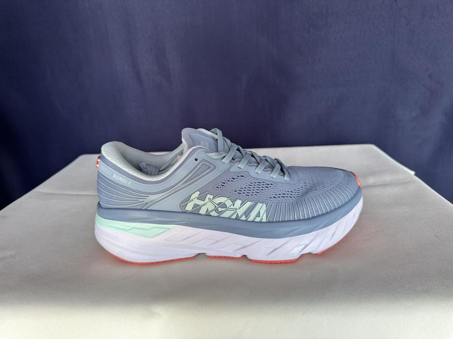 Size 10 - Hoka Women Bondi 7 Blue Fog Blue Glass Sneakers