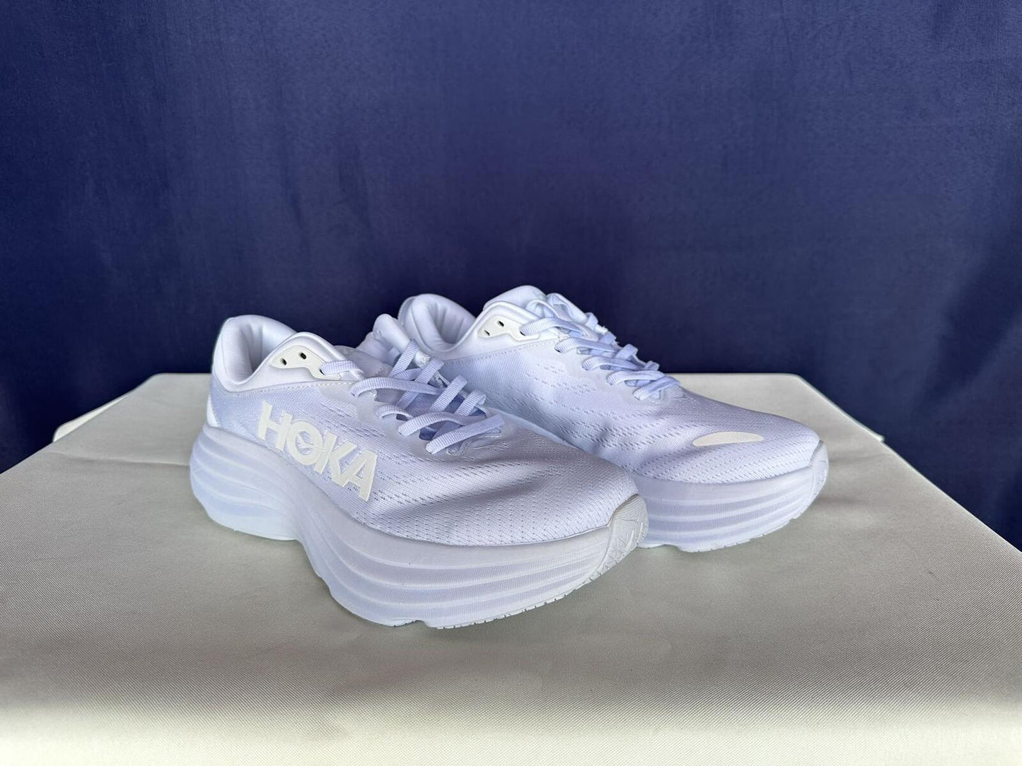 Size 9.5D - Hoka Men Bondi 8 White/White Mens Sneakers Shoes