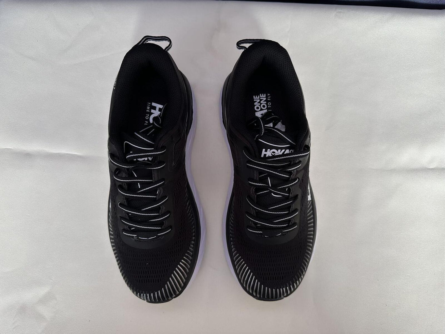 Size 7.5- Hoka Women Bondi 7 Black White Running Shoes Sneaker