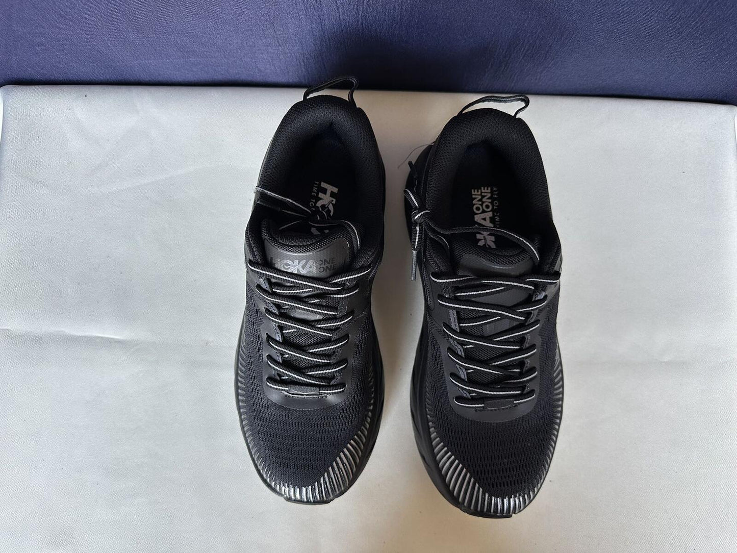 Size 8- Hoka Men Bondi 7 Black Black Running Shoes Sneakers