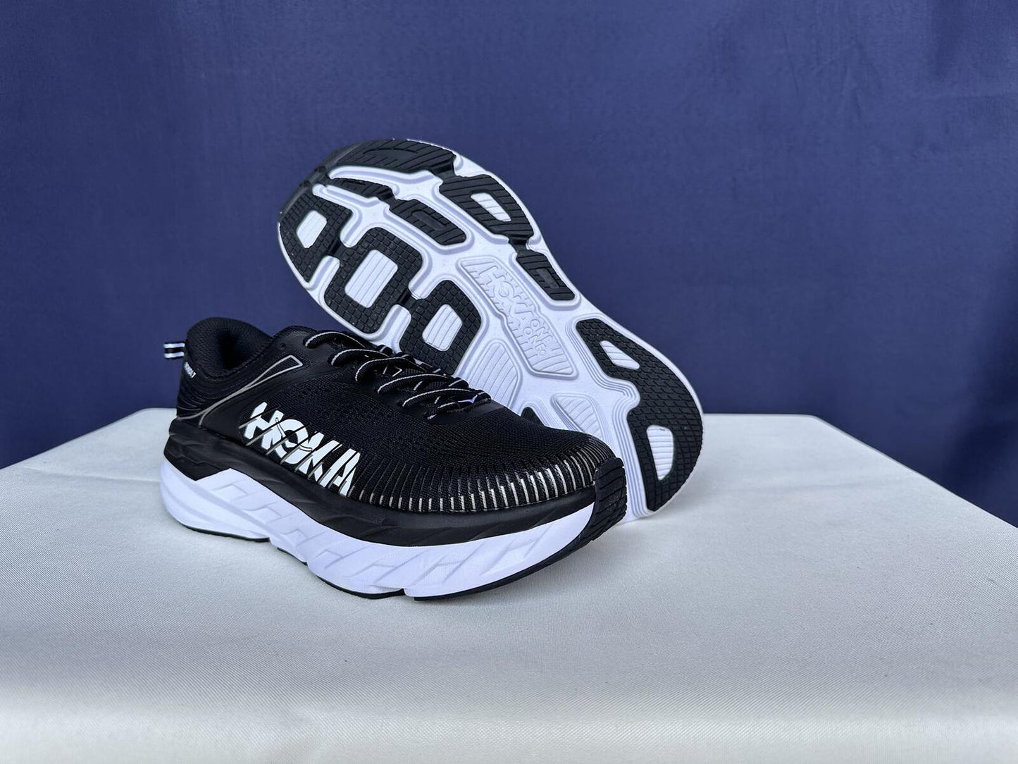 Size 8.5 - Hoka Women Bondi 7 Black White Running Shoes Sneaker