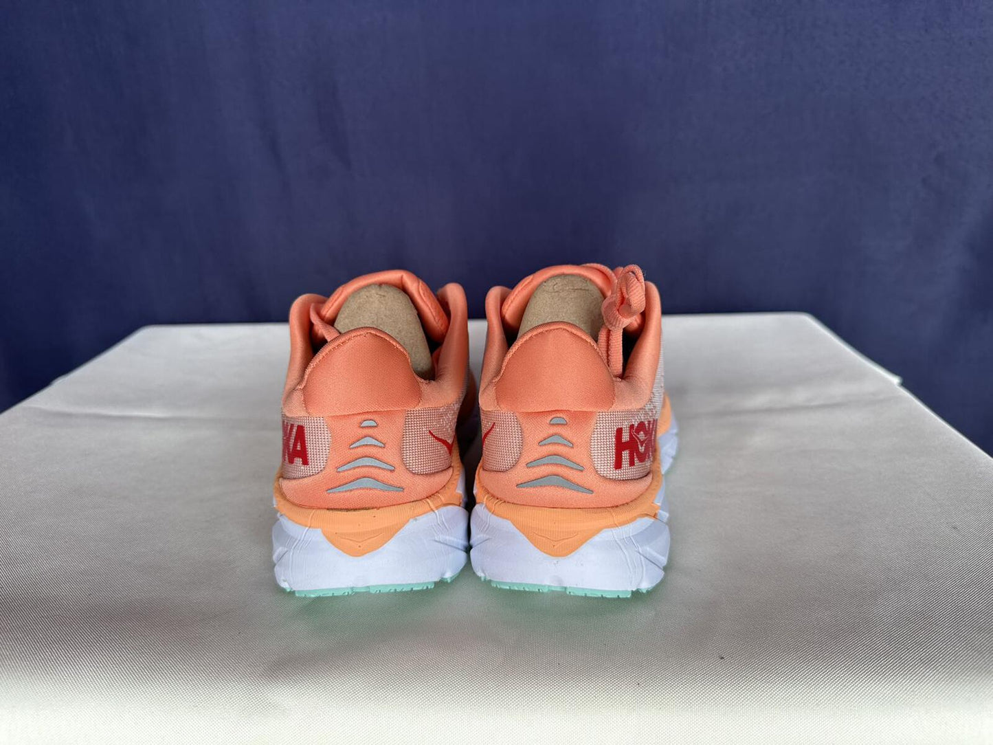Size 6.5B - Hoka Women Clifton 8 Cantaloupe/Silver Peony Run Sneakers Shoes