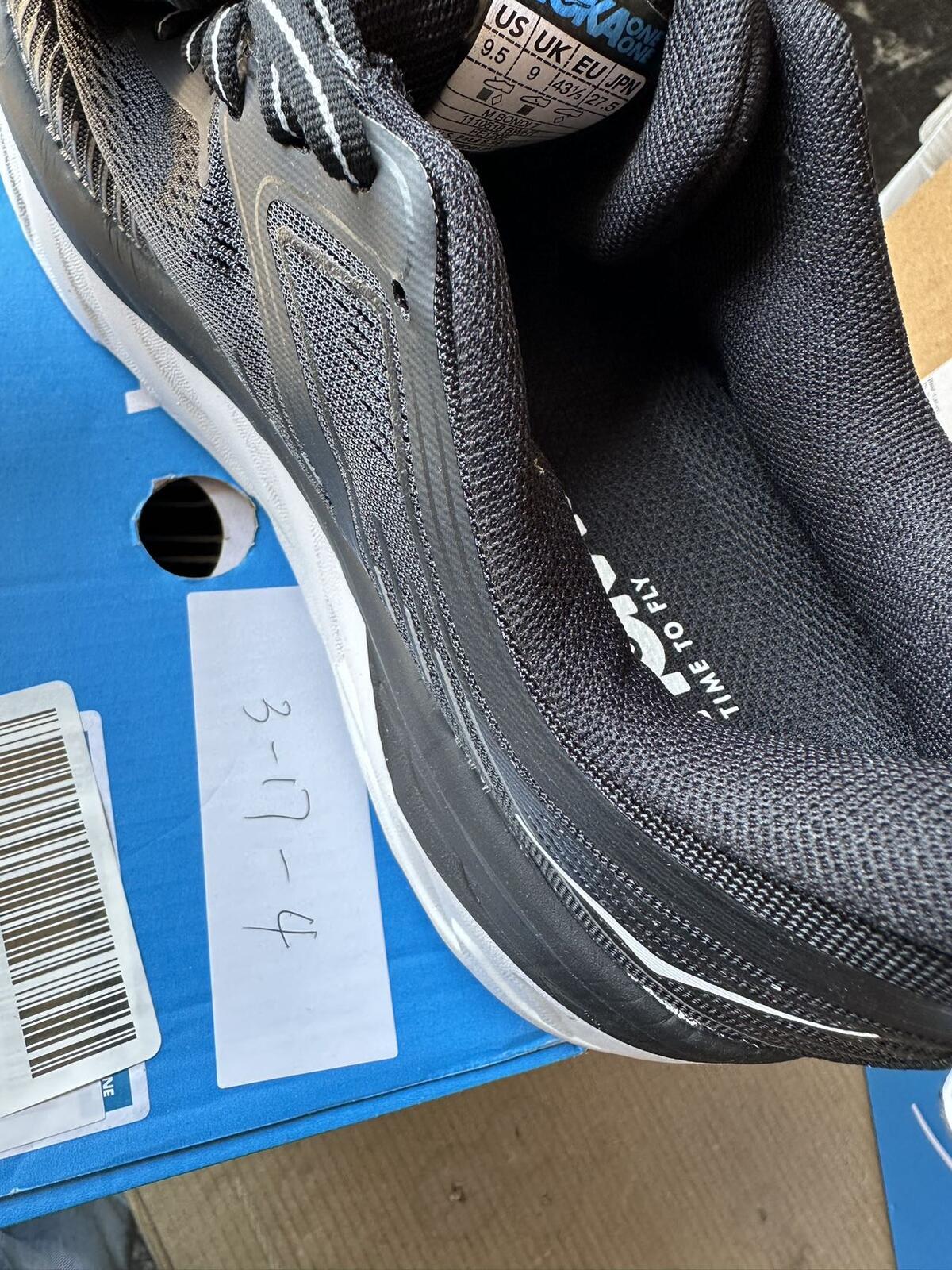 Size 9.5 - Hoka Men Bondi 7 Black White Running Shoes Sneaker
