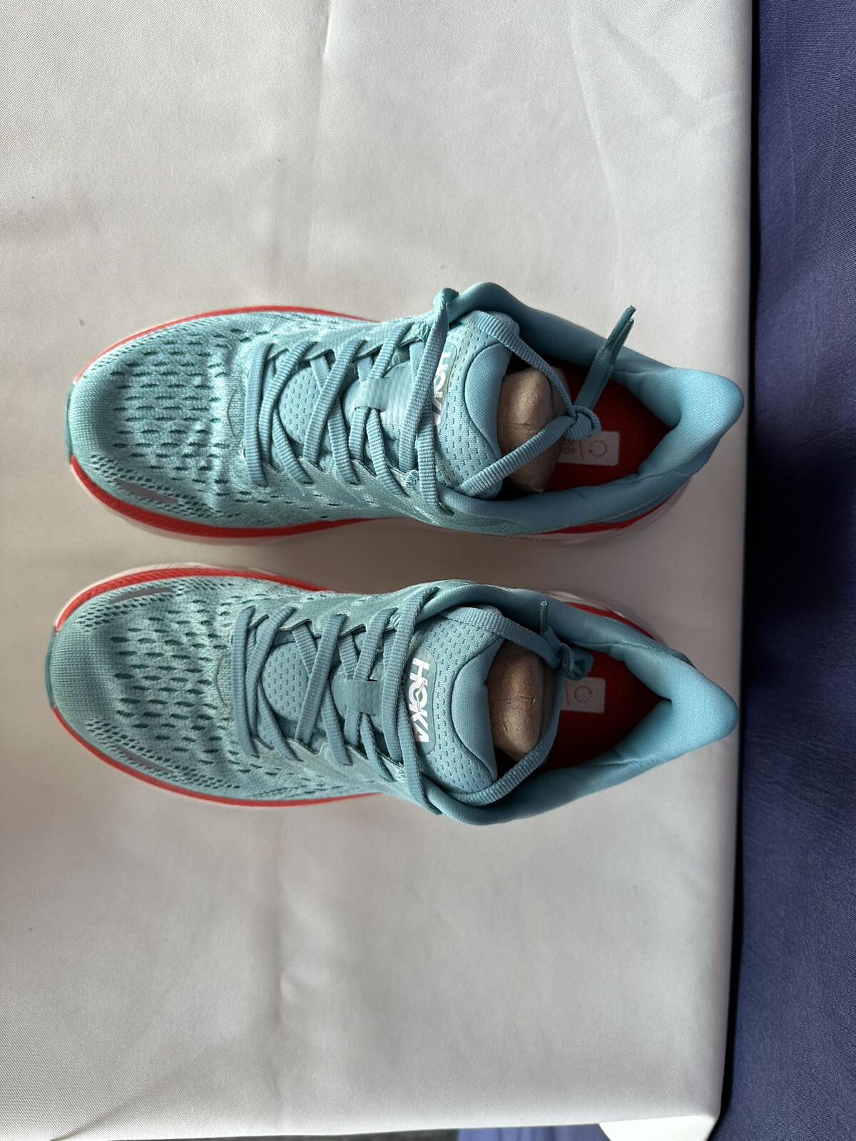 Size 7B - Hoka Women Clifton 8 Aquarelle/Eggshell Running Sneakers