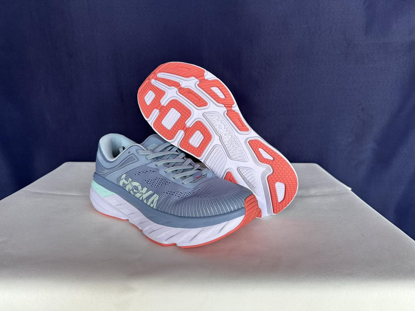 Size 10 - Hoka Women Bondi 7 Blue Fog Blue Glass Sneakers