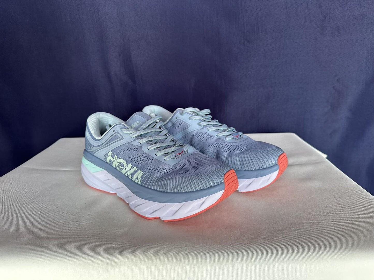 Size 10 - Hoka Women Bondi 7 Blue Fog Blue Glass Sneakers