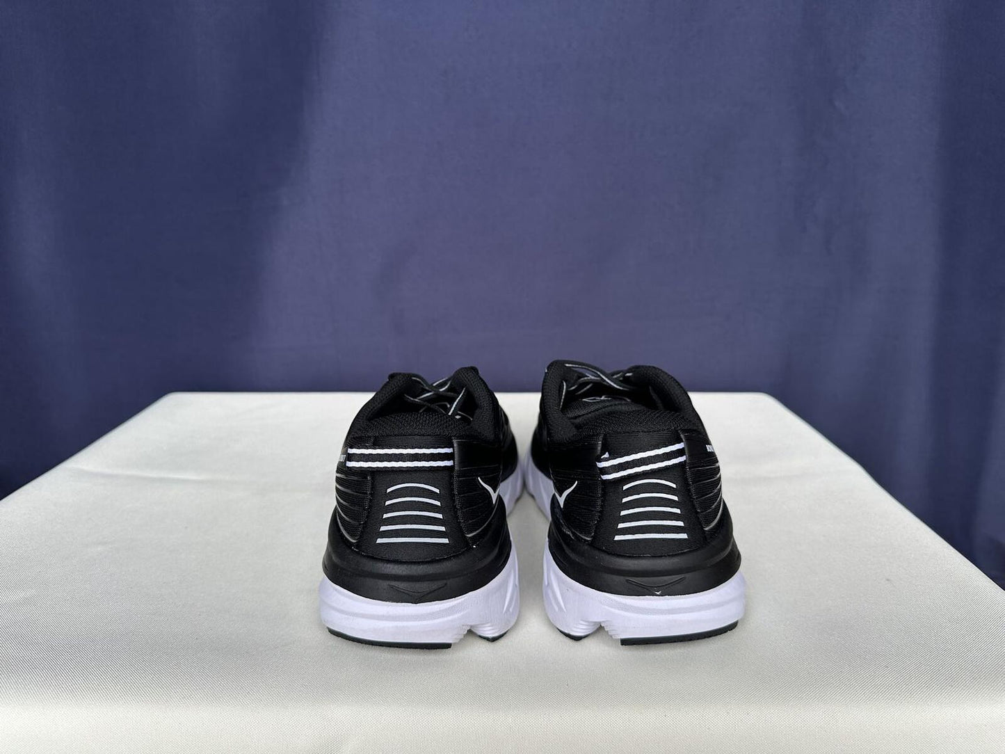 Size 9.5- Hoka Women Bondi 7 Black White Trainer Shoes Sneakers