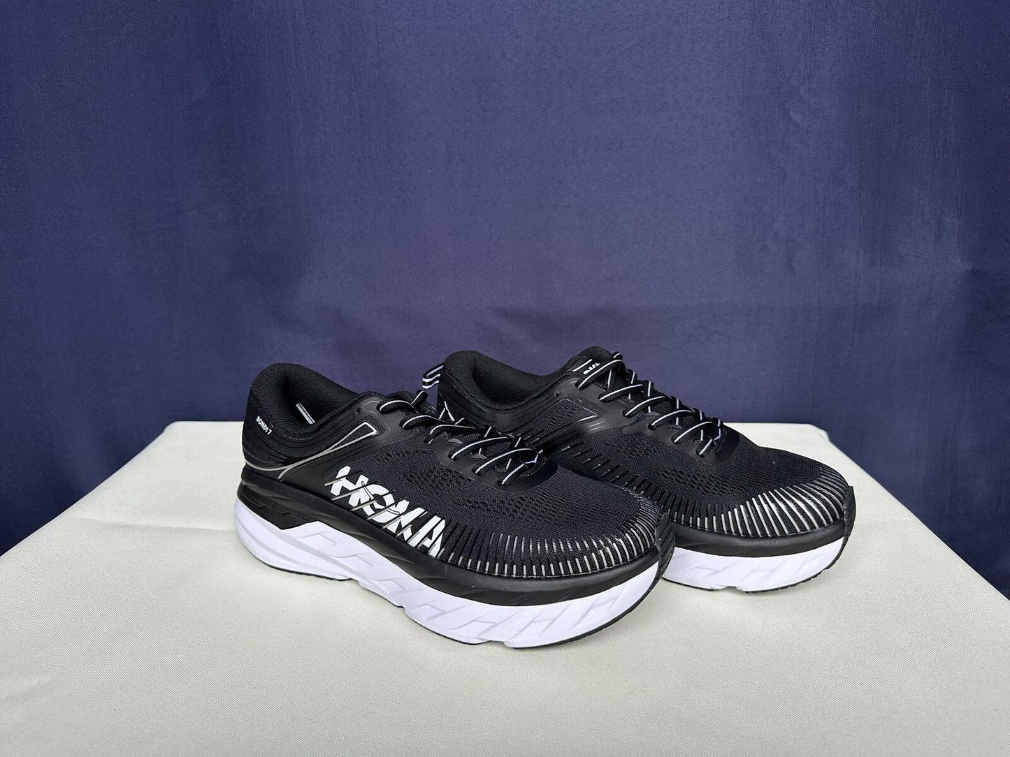 Size 10- Hoka Women Bondi 7 Black White Running Shoes Sneaker