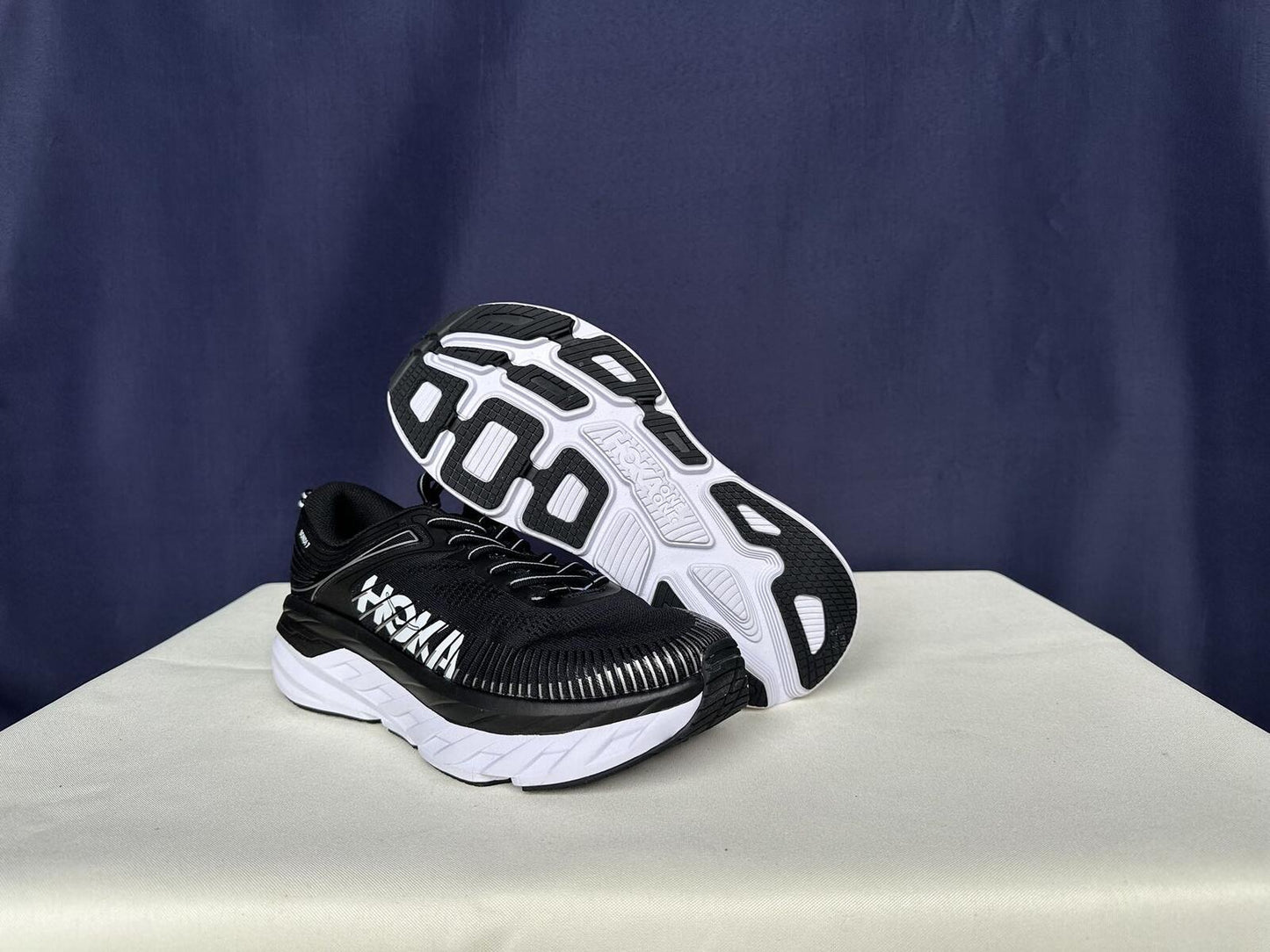 Size 10.5 - Hoka Women Bondi 7 Black White Running Shoes Sneaker