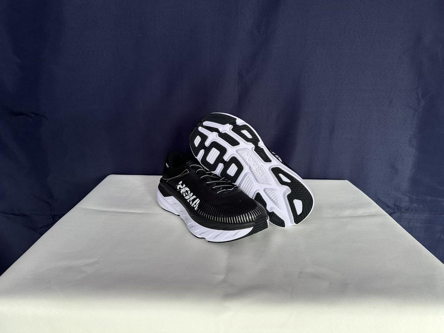 Size 7.5- Hoka Women Bondi 7 Black White Running Shoes Sneaker