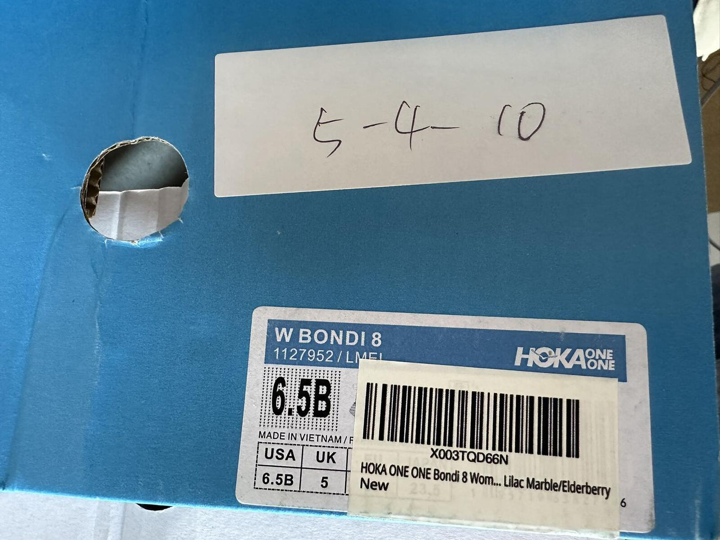 Size 6.5B - Hoka Women Bondi 8 Lilac Marble/Elderberry Sneakers