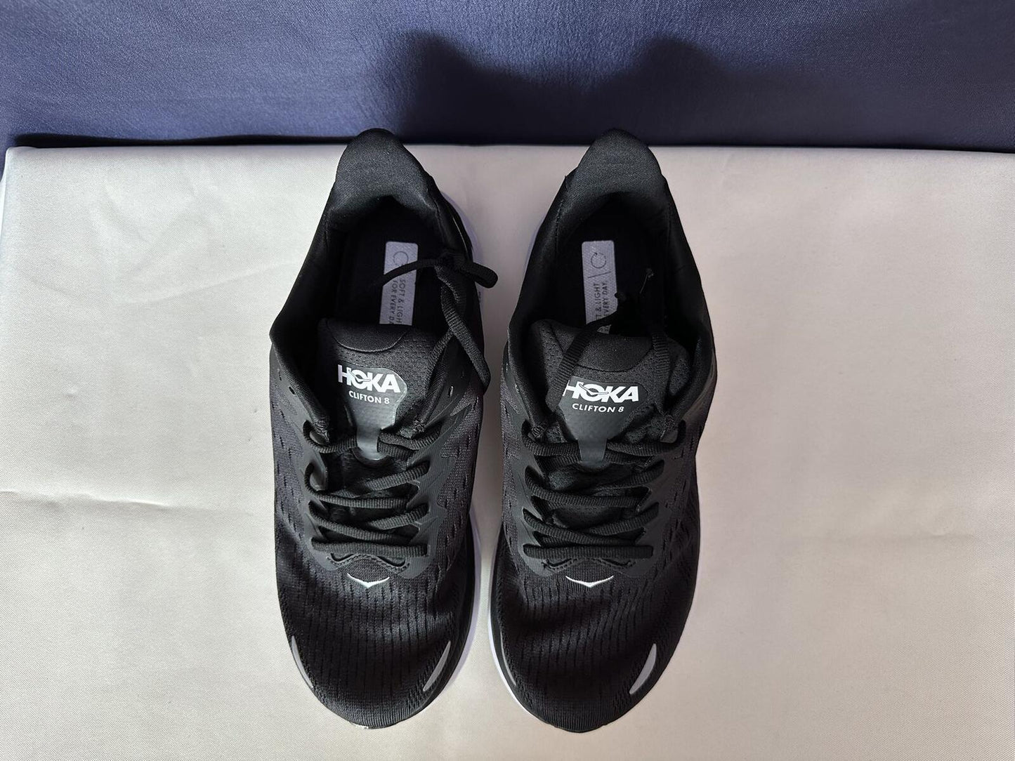 Size 9.5B - Hoka Women Clifton 8 Black White Run Sneakers Shoes
