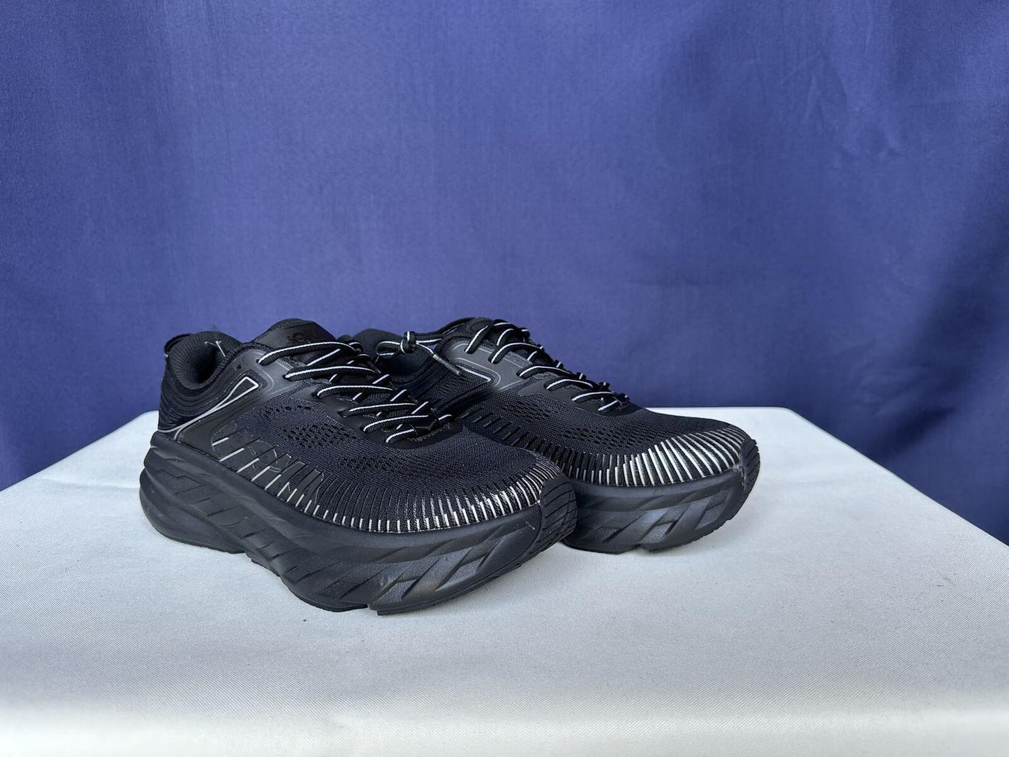 Size 8- Hoka Men Bondi 7 Black Black Running Shoes Sneakers