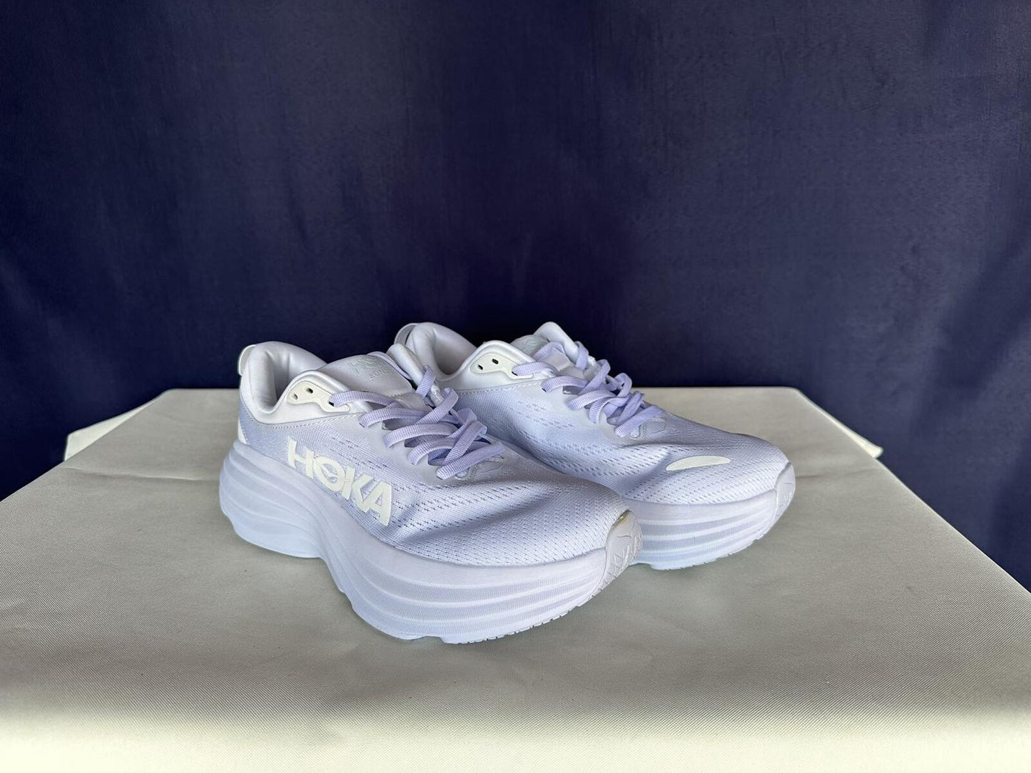 Size 8D - Hoka Men Bondi 8 White/White Mens Sneakers Shoes