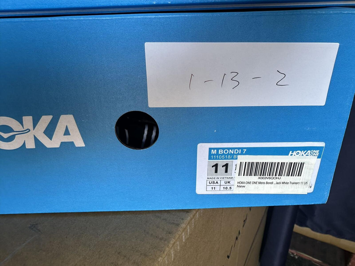 Size 11- Hoka Men Bondi 7 Black White Running Shoes Sneakers
