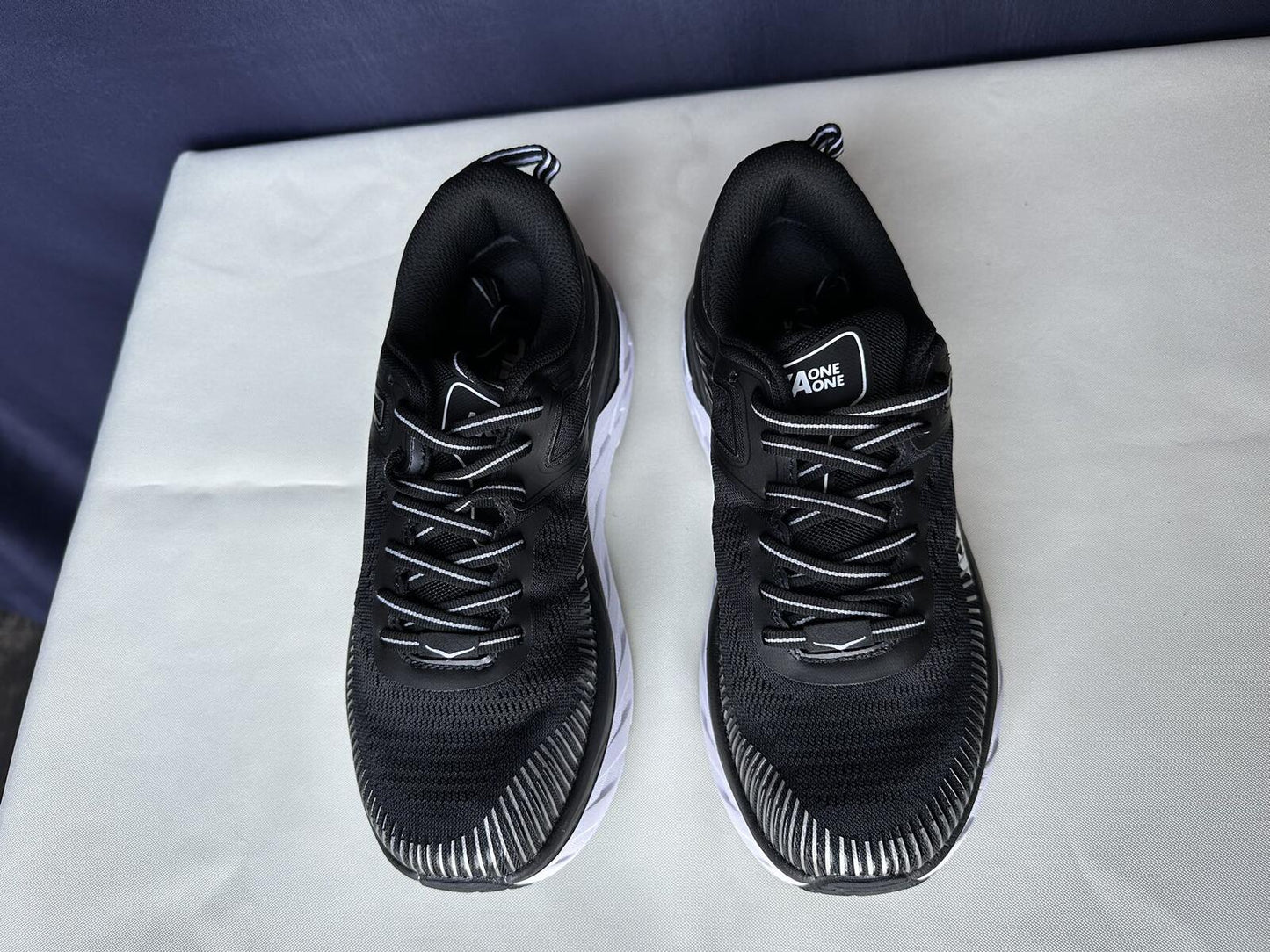 Size 7.5- Hoka Women Bondi 7 Black White Running Shoes Sneaker