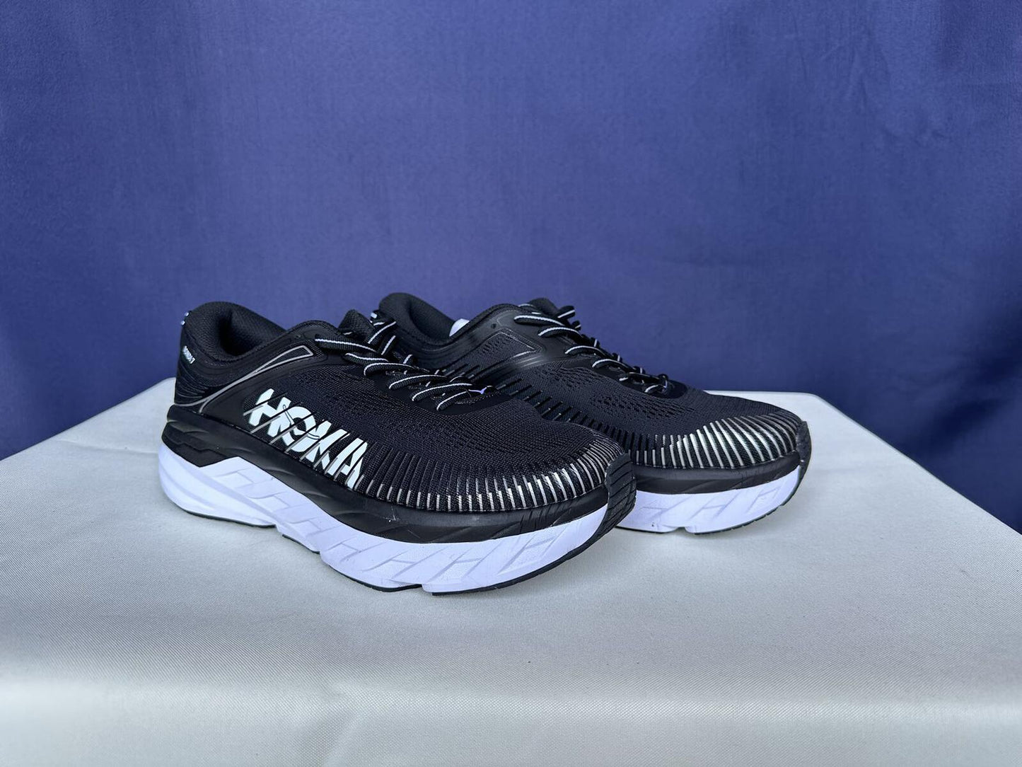 Size 10- Hoka Women Bondi 7 Black White Running Shoes Sneaker