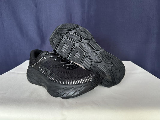 Size 8- Hoka Men Bondi 7 Black Black Running Shoes Sneakers