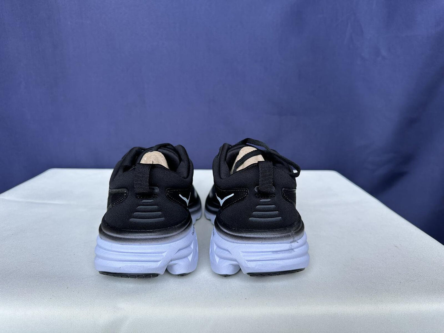 Size 7.5B- Hoka Women Bondi 8 Black White Sneakers Shoes