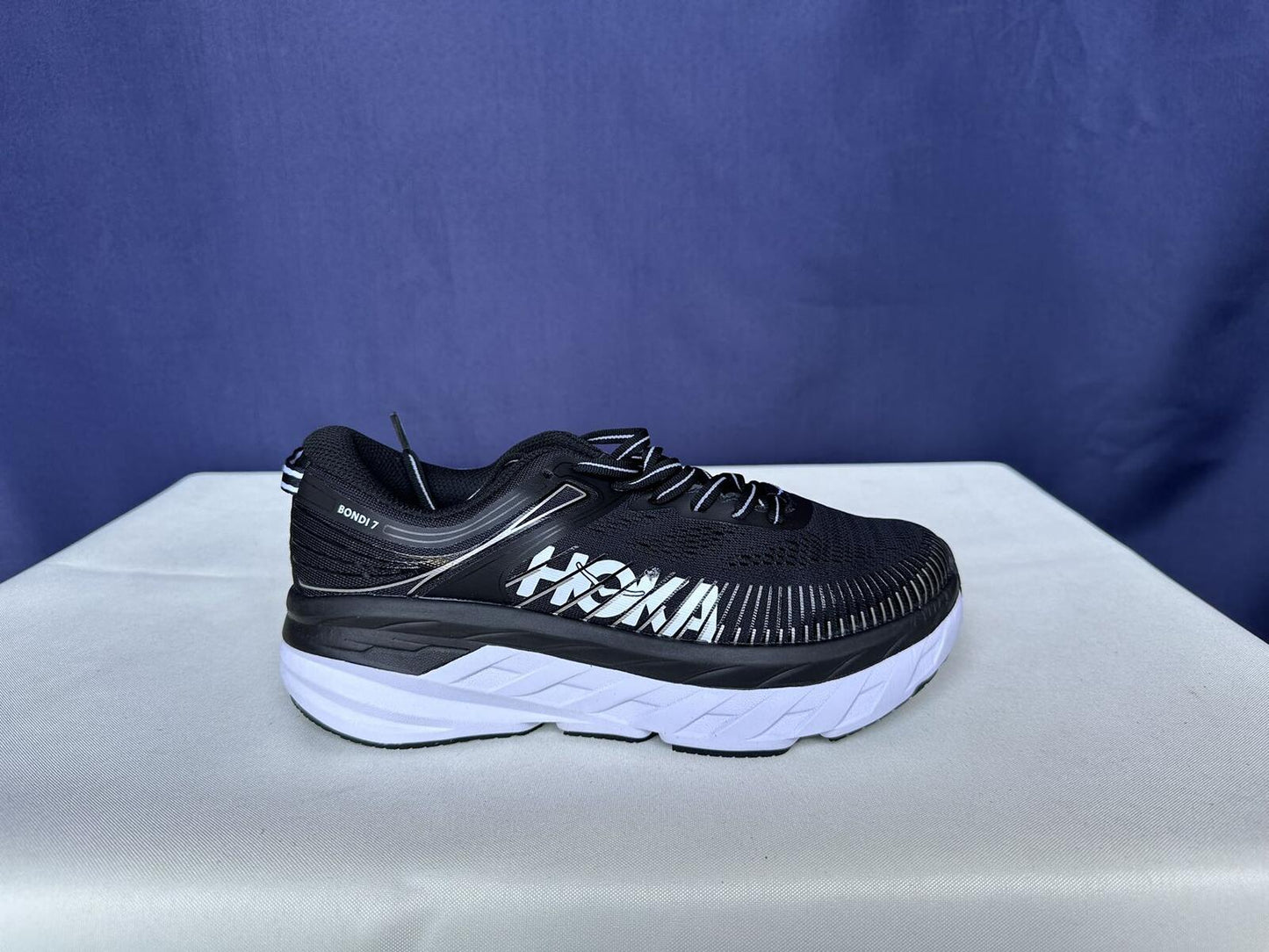 Size 7.5- Hoka Women Bondi 7 Black White Running Shoes Sneaker