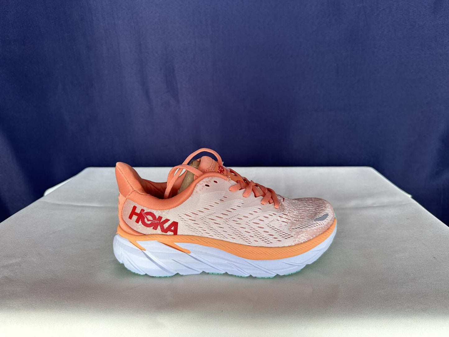 Size 6B - Hoka Women Clifton 8 Cantaloupe/Silver Peony Run Sneakers Shoes