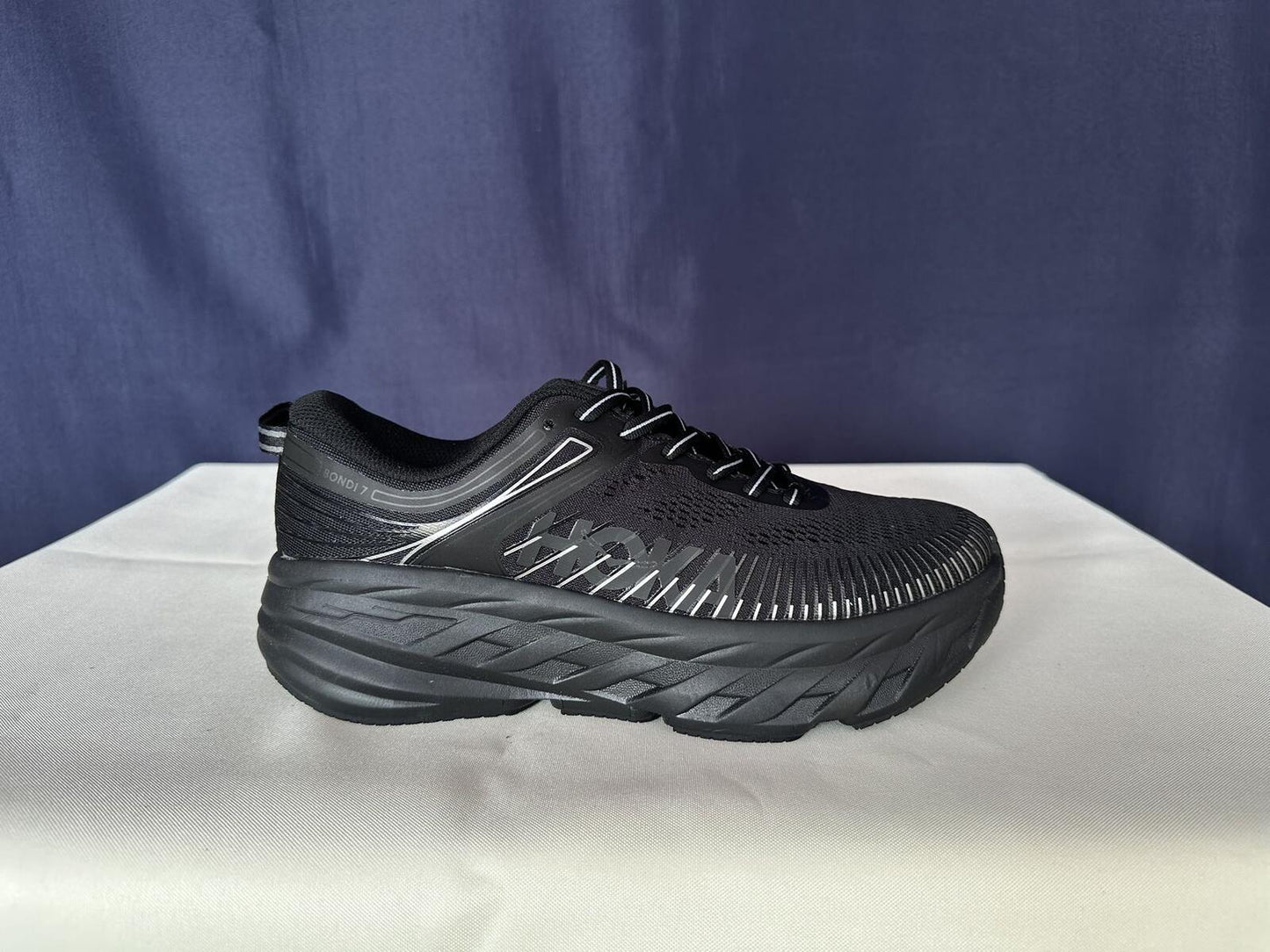 Size 8- Hoka Men Bondi 7 Black Black Running Shoes Sneakers