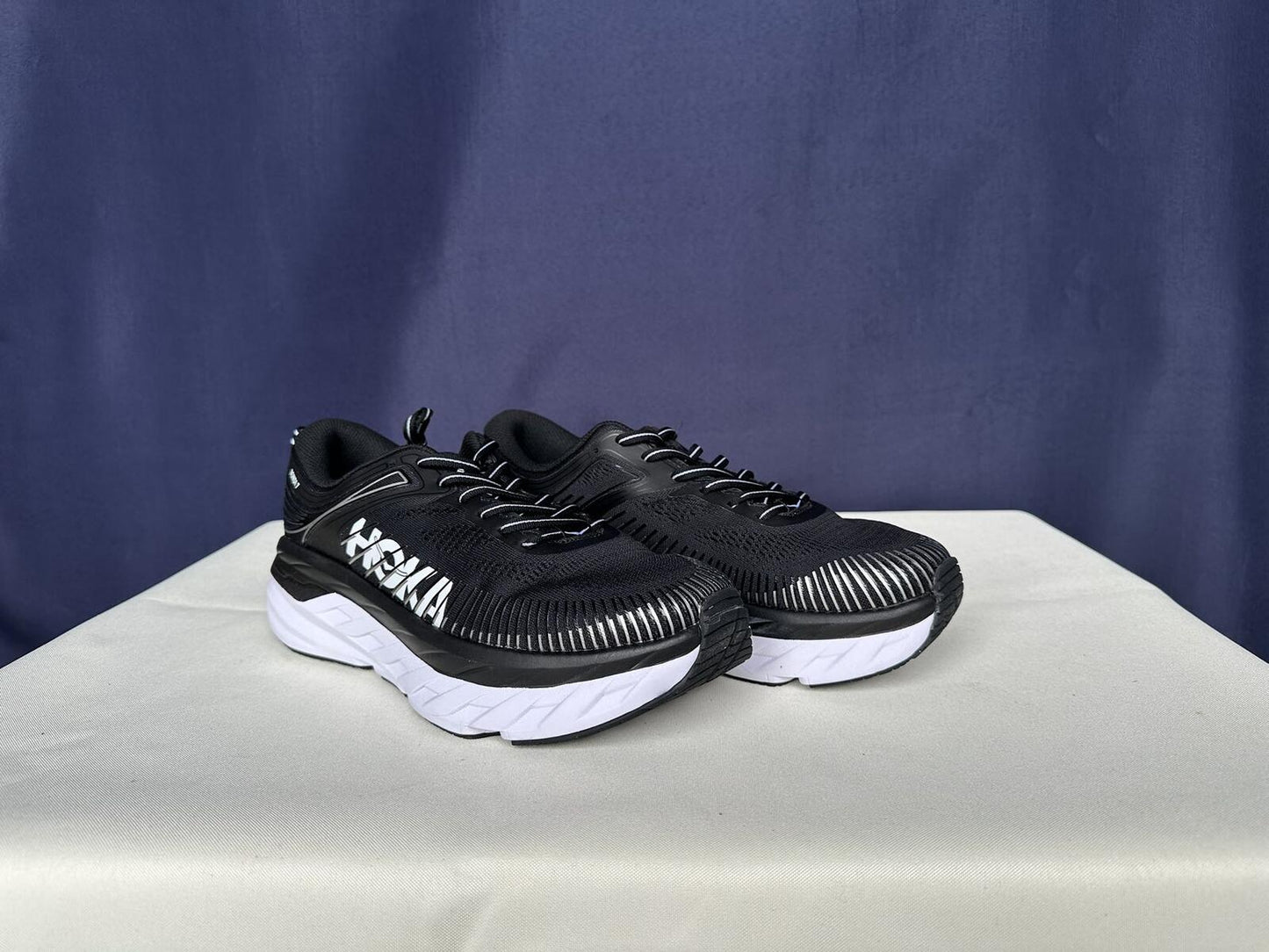Size 10.5 - Hoka Women Bondi 7 Black White Running Shoes Sneaker