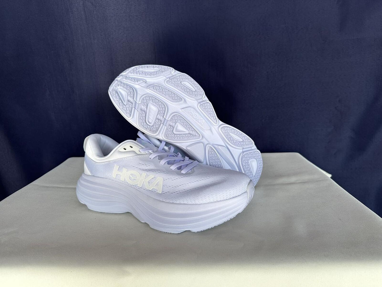 Size 10D - Hoka Men Bondi 8 White/White Mens Sneakers Shoes