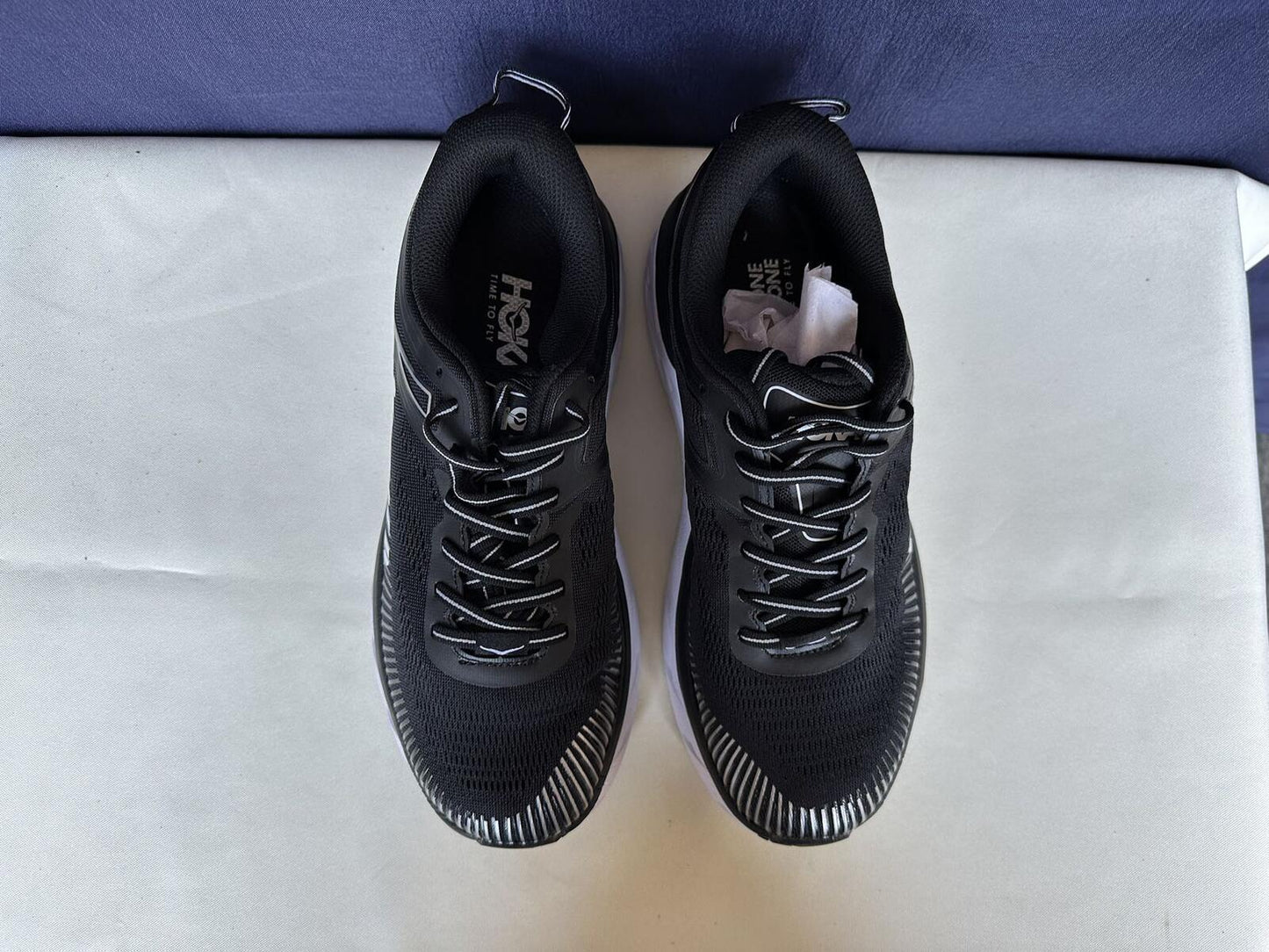 Size 10- Hoka Women Bondi 7 Black White Running Shoes Sneaker