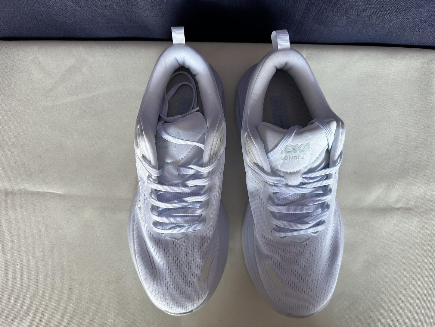 Size 10.5B - Hoka Women Bondi 8 White/White Womens Sneakers Shoes