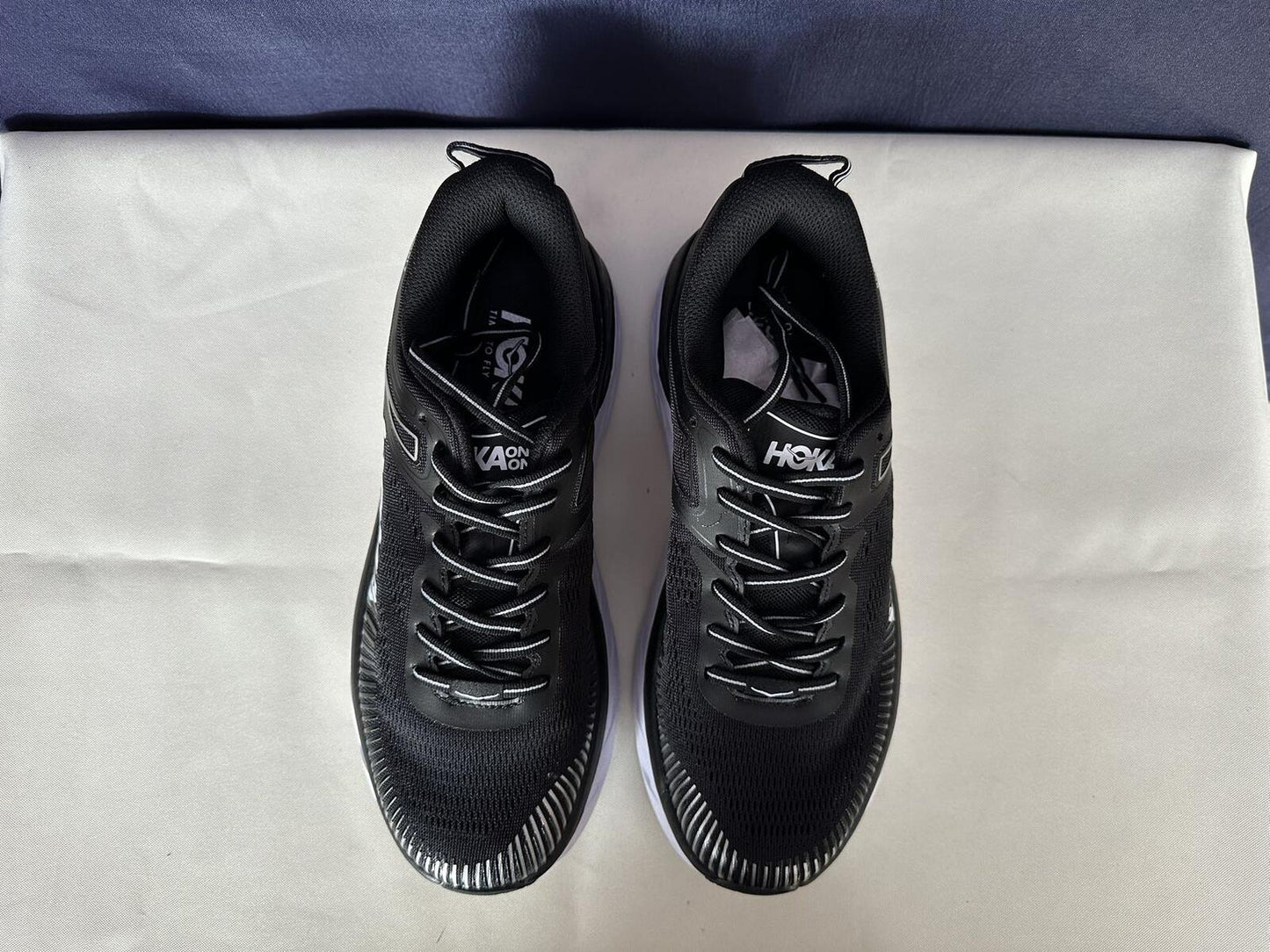 Size 9.5- Hoka Women Bondi 7 Black White Running Shoes Sneaker