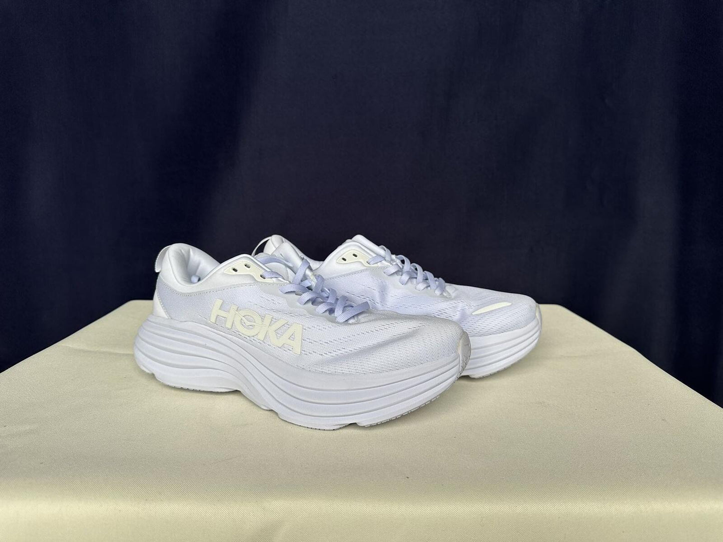 Size 11D - Hoka Men Bondi 8 White White Sneakers Shoes