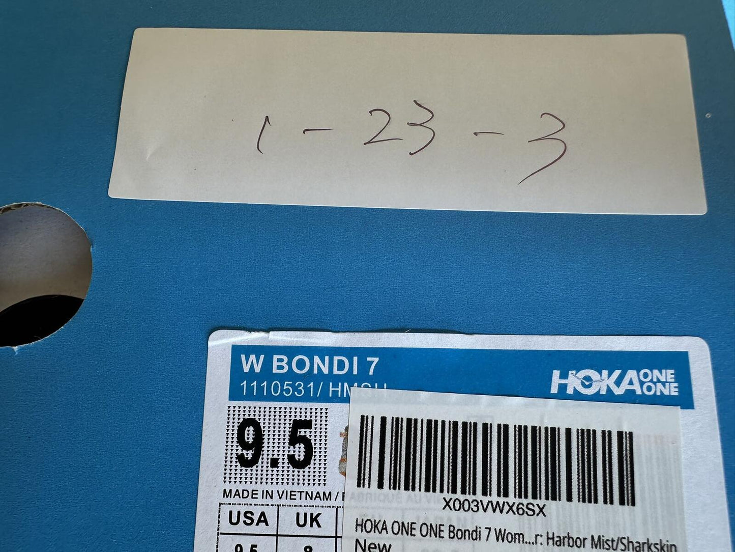 Size 9.5- Hoka Women Bondi 7 Harbor Mist Sharkskin Sneakers