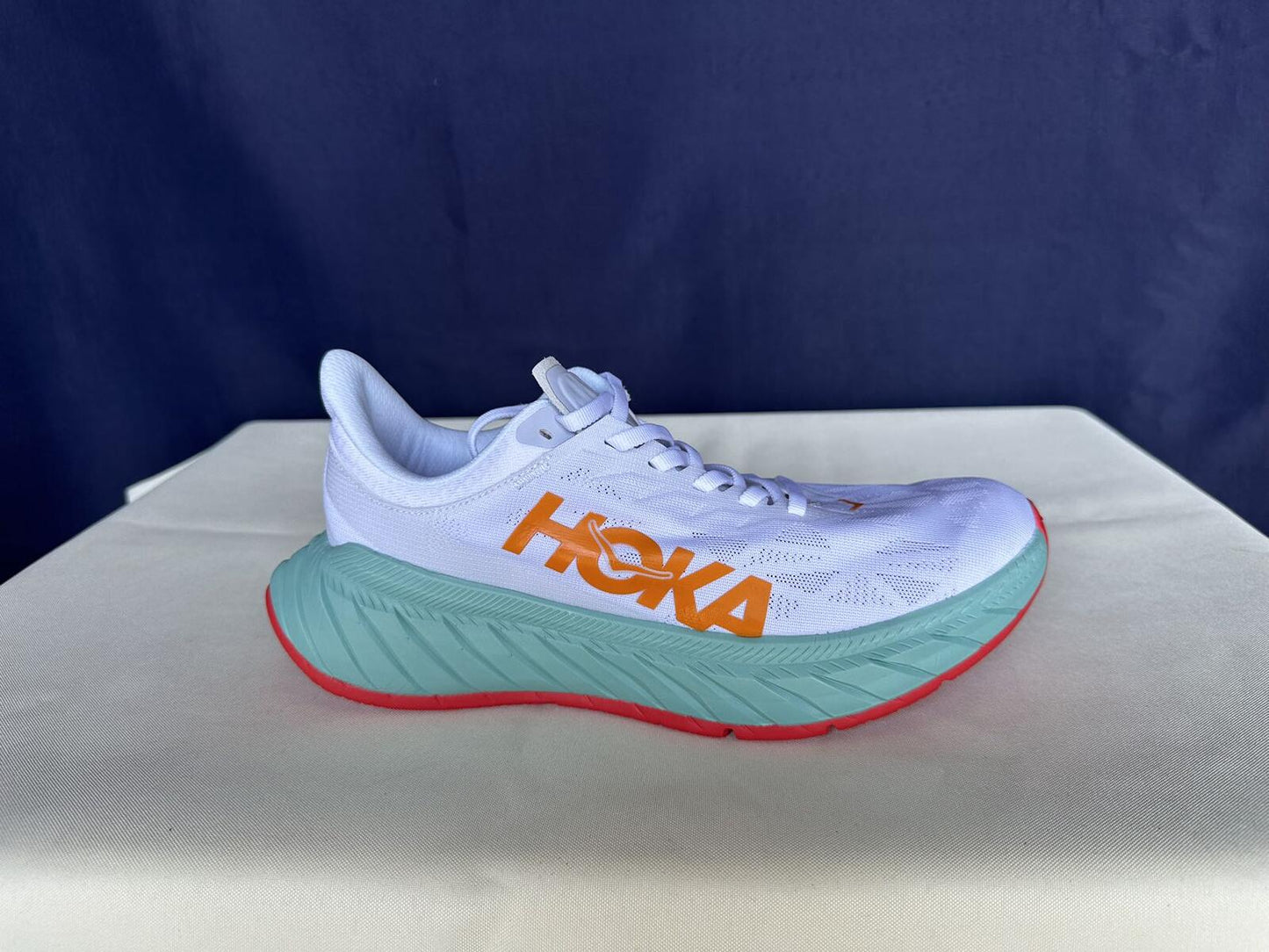 Size 8D - Hoka Men Carbon X 2 White Blue Orange Sneakers
