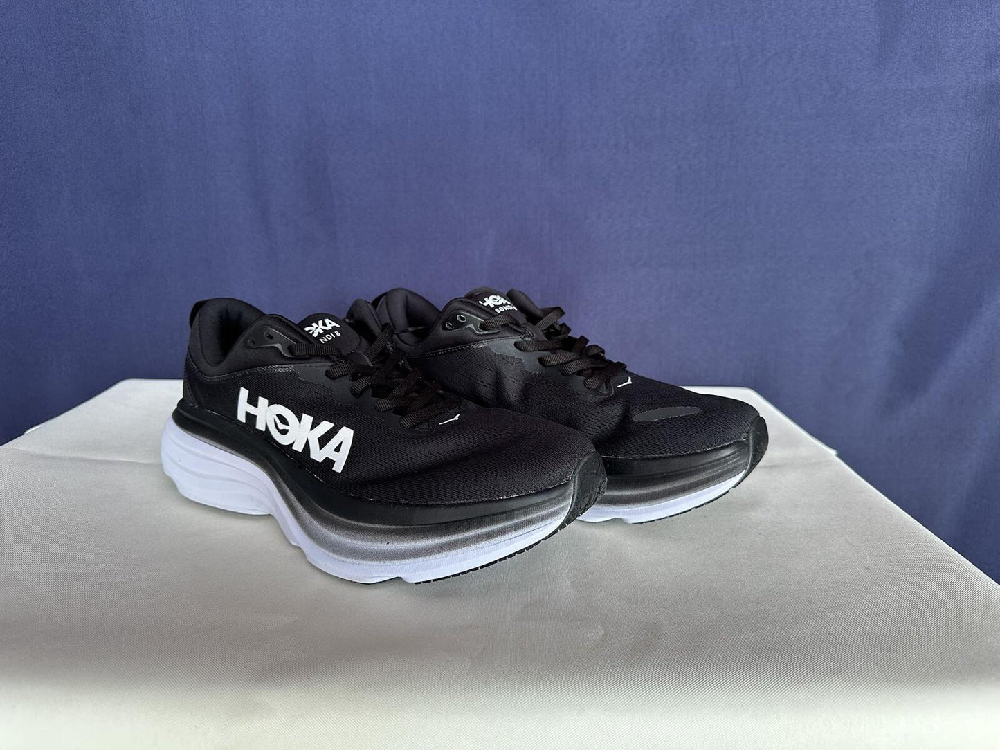Size 11B - Hoka Women Bondi 8 Black/White Womens Sneakers Shoes
