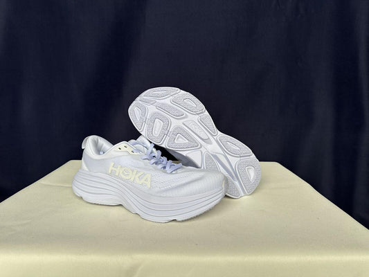 Size 11D - Hoka Men Bondi 8 White White Sneakers Shoes