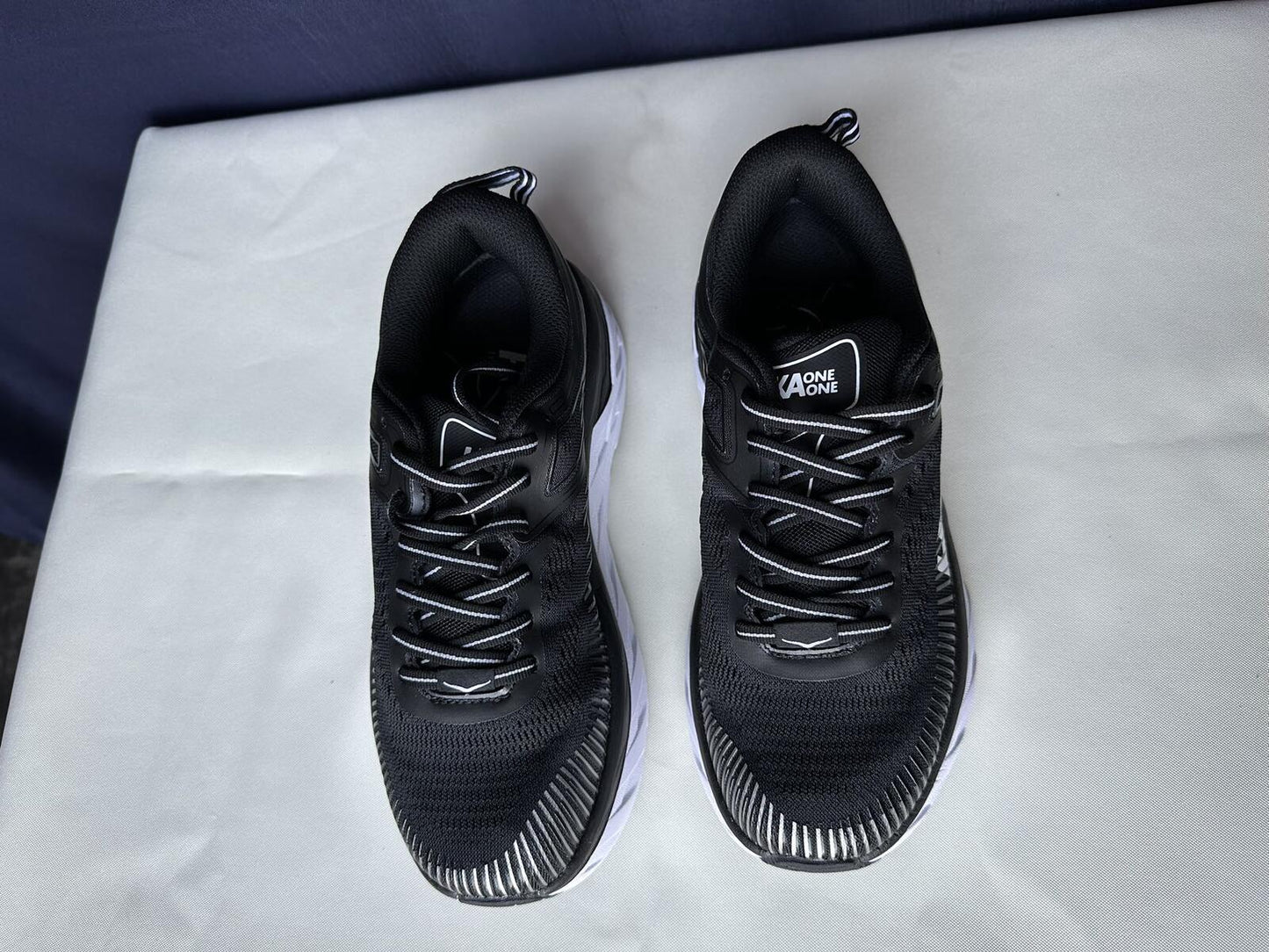 Size 7.5- Hoka Women Bondi 7 Black White Running Shoes Sneaker