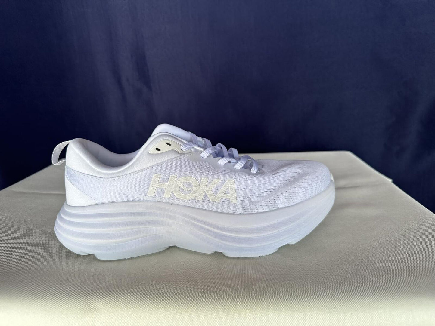 Size 9.5D - Hoka Men Bondi 8 White/White Mens Sneakers Shoes