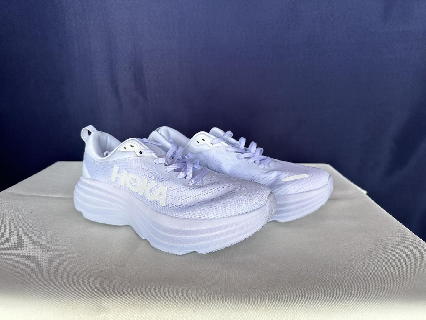 Size 9.5D - Hoka Men Bondi 8 White/White Mens Sneakers Shoes