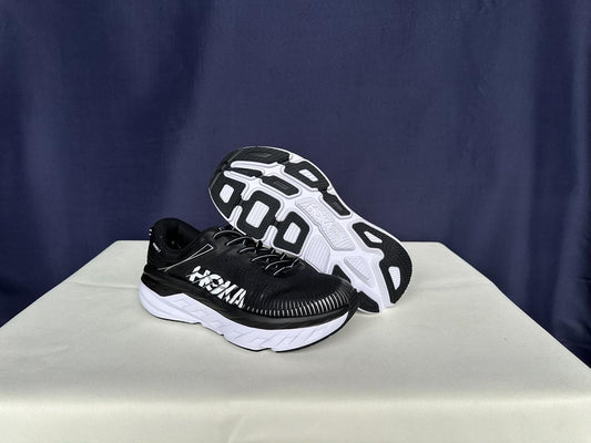 Size 8- Hoka Men Bondi 7 Black White Trainer Shoes Sneakers