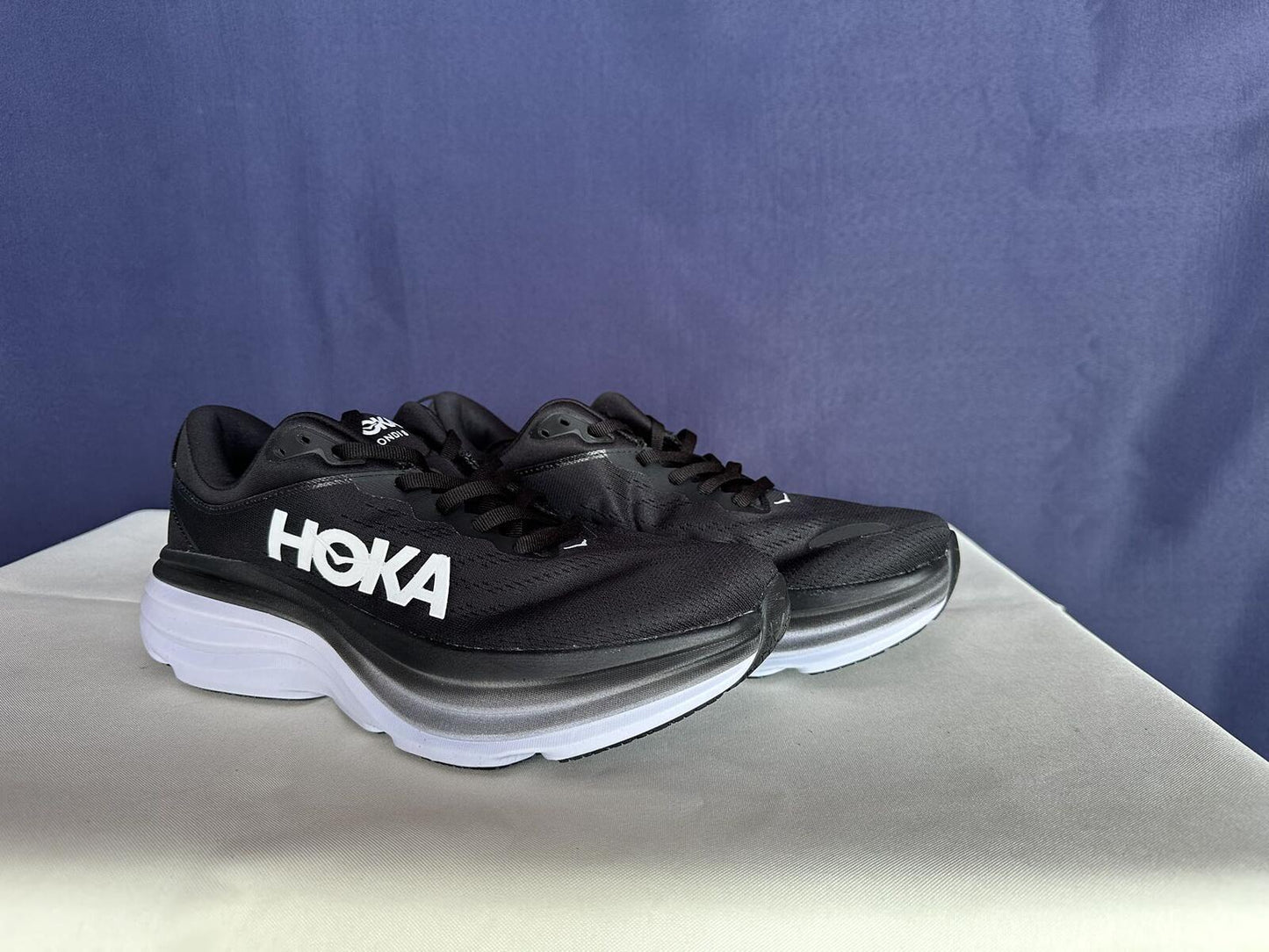 Size 9.5D - Hoka Men Bondi 8 Black/White Mens Sneakers Shoes