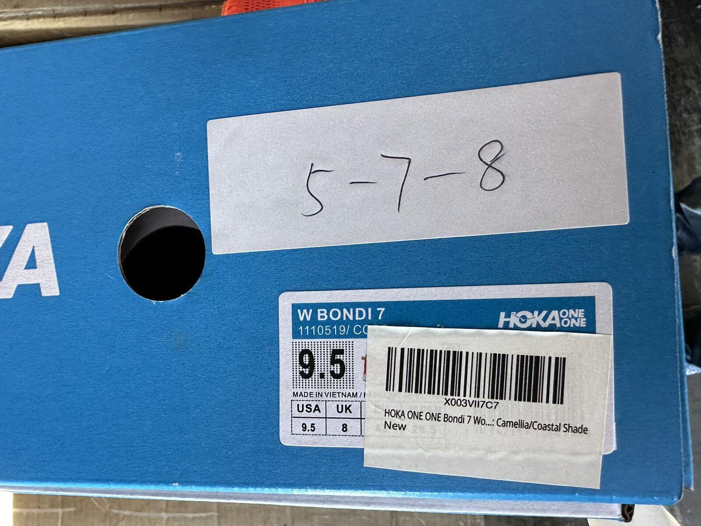 Size 9.5 - Hoka Women Bondi 7 Camellia/Coastal Shade Sneakers