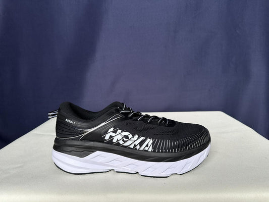Size 10.5 - Hoka Women Bondi 7 Black White Running Shoes Sneaker