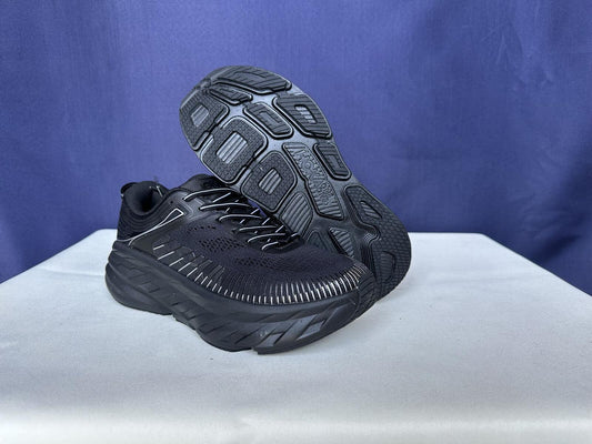 Size 8- Hoka Men Bondi 7 Black Black Running Shoes Sneakers