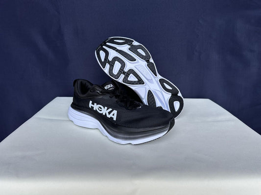 Size 11D- Hoka Men Bondi 8 Black/White Mens Sneakers Shoes