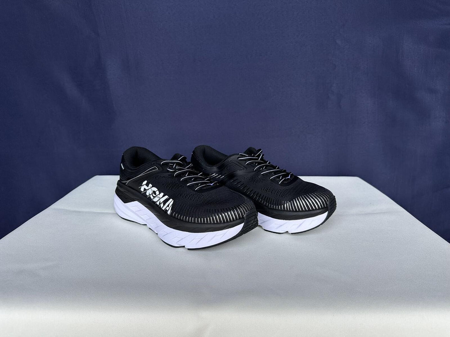 Size 7.5- Hoka Women Bondi 7 Black White Running Shoes Sneaker
